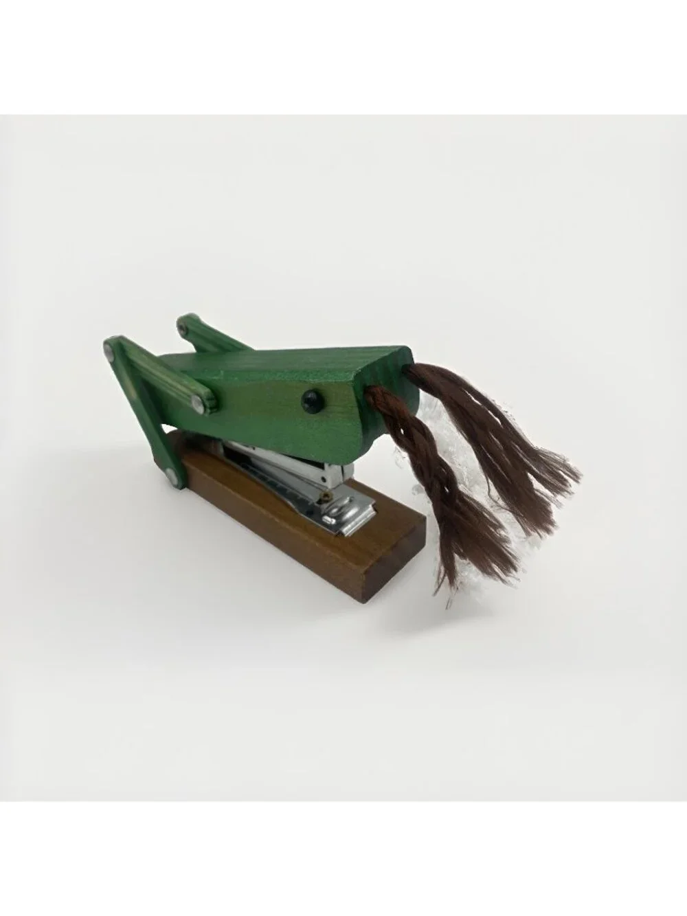 Anthropologie Green Wood Grasshopper Mini Stapler Office Desk Decor Collectible